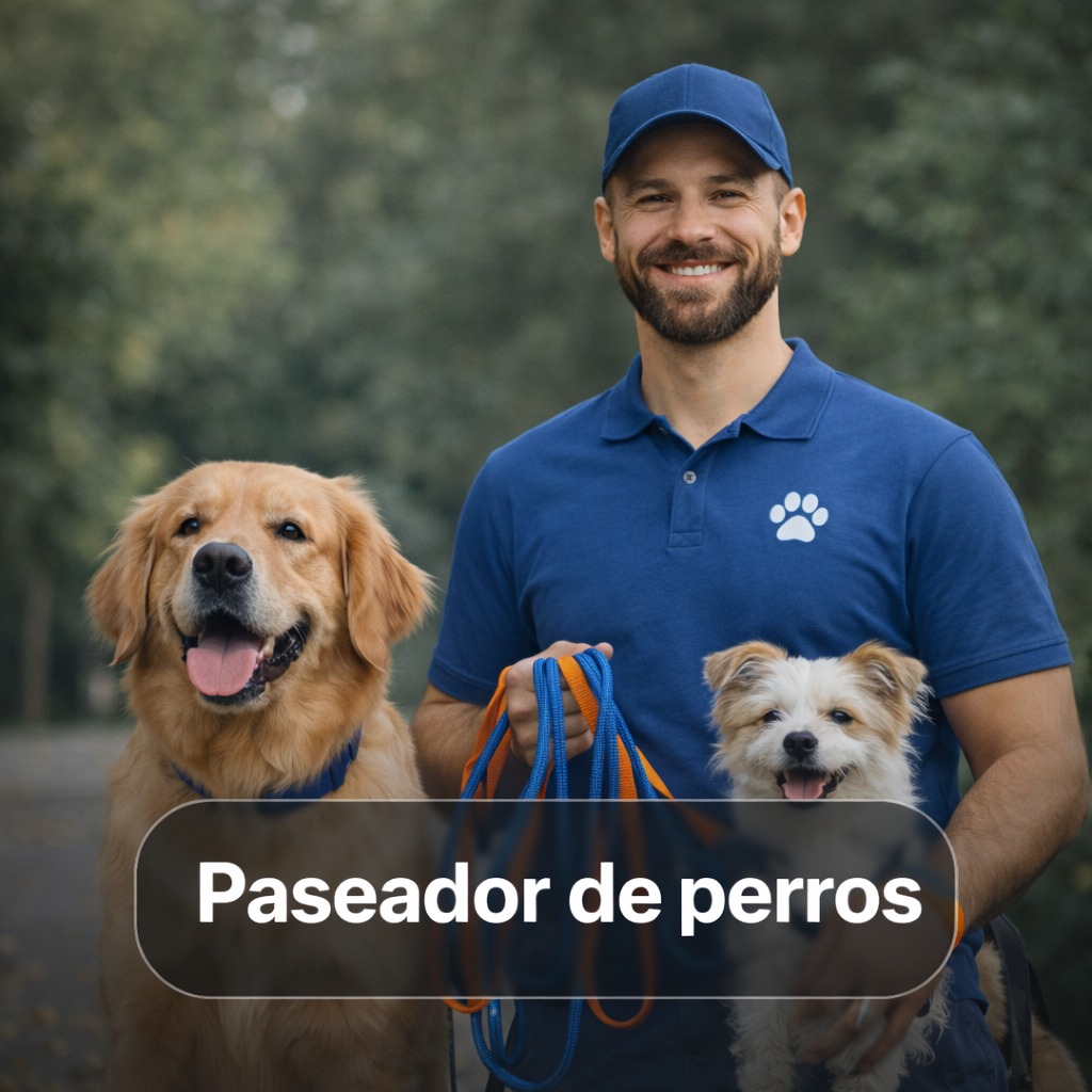 Paseador de perros en acción