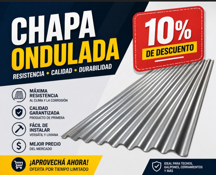 Promoción Chapa Ondulada con 10% off para profesionales Rubi