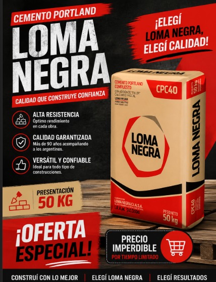 Promoción Cemento Portland Loma Negra para profesionales Rubi